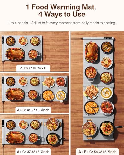 54'' Food Warming Mat with Heat (2X-Large-54*16'' / Silver Gray)