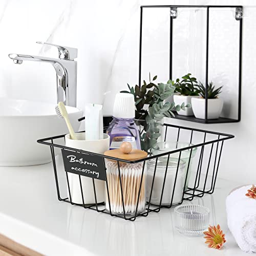 8 Pack Wire Storage Baskets for Organizing with Removable Tags (Small-8 Pack)