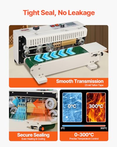 Continuous Bag Band Sealing Machine FR900K Band Sealer Machine with Digital Temperature Control Horizontal Bag Sealer for 0.02