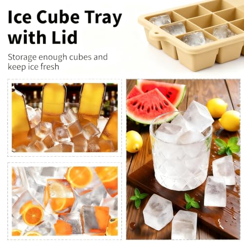 Silicone Ice Cube Tray 2 Pack (Ice Cube Tray 2 Pack / Kahki+Kahki)