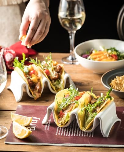 Taco Holder Porcelain Taco Tray with Handles (Medium)