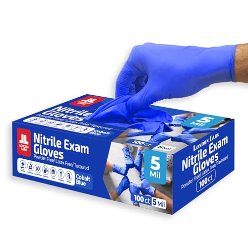Cobalt Blue 5 Mil Nitrile Exam Gloves Disposable Latex Free (Cobalt Blue / X-Large)