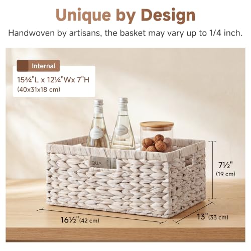 Large Wicker Baskets for Storage (White (Water Hyacinth) / 16½"L x 13"W x 7½"H)