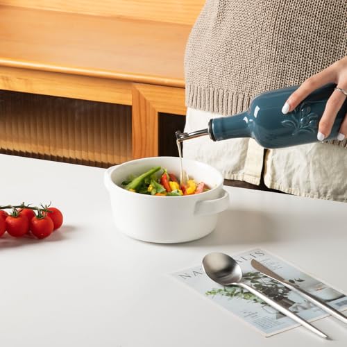 Sweejar Ceramic Olive Oil Dispenser Bottle (Fog Blue / 17 Oz(Embossed))