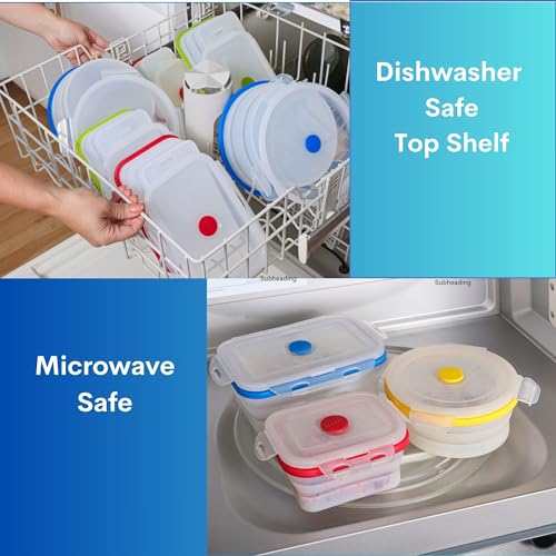 Collapsible Food Storage Containers with Lids (Assorted Colors 27oz-4pc)