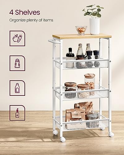 4 Tier Slim Rolling Storage cart with Wheels