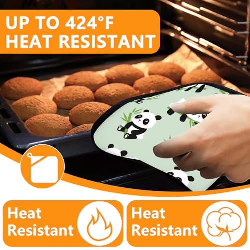 Cute Panda Oven Mitts and Pot Holders Sets 4Pcs (Cute Panda)