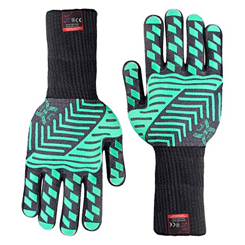 Heat Resistant Oven Glove (Black/Green / One Size)
