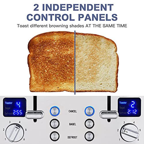 4 Slice Stainless Steel Toaster with Digital Display (Silver Stainless Steel / 4 Slice)