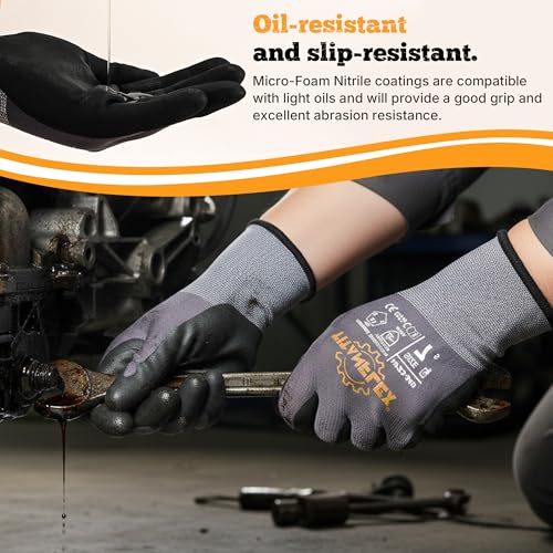 Work Gloves MicroFoam Nitrile Coated (3 Pairs / X-Large)