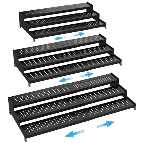 Expandable Spice Rack organizer with 3 (Black / 3 PACKS/BLACK)