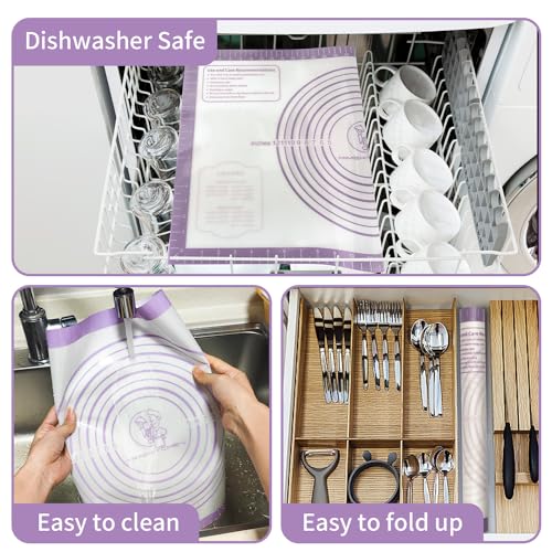 Non Stick Silicone Pastry Mat for Dough Rolling (Purple / 28"L x 20"W)