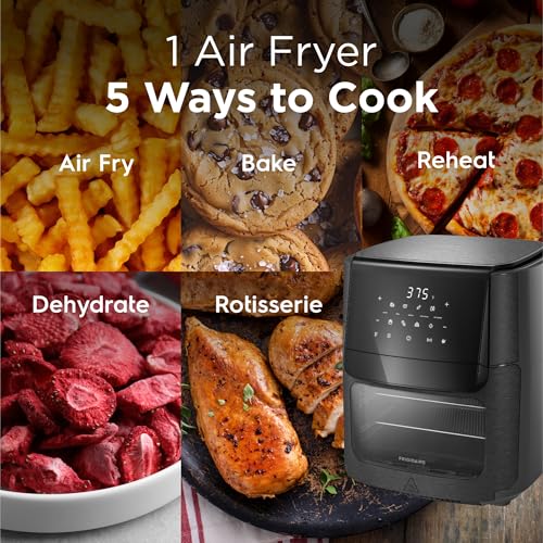 5-in-1 Air Fryer Combo Oven with Viewing Window, Large 12.6 QT Capacity, Digital Display, 5 Cooking Modes, 7 Recipe Presets, Automatic Shake Reminder, PFAS-Free Cooking Surfaces, Black (5-1 Air Fryer)