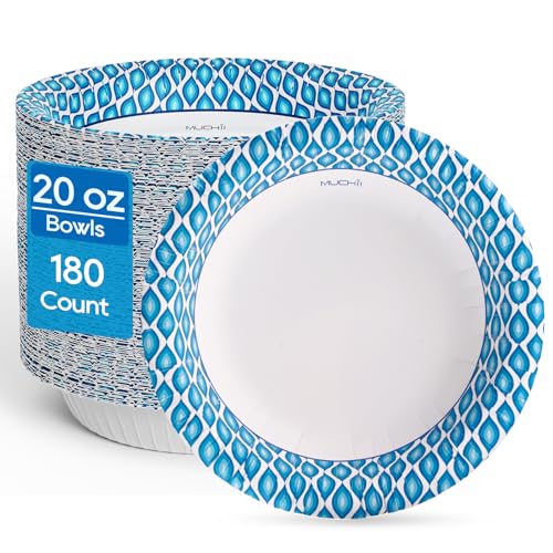 20 Oz Paper Bowls 180 Count Disposable Bowls (180 Count (Pack of 1,20oz))