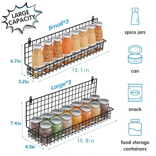 6 Tier Spice Rack Organizer with Door Hook