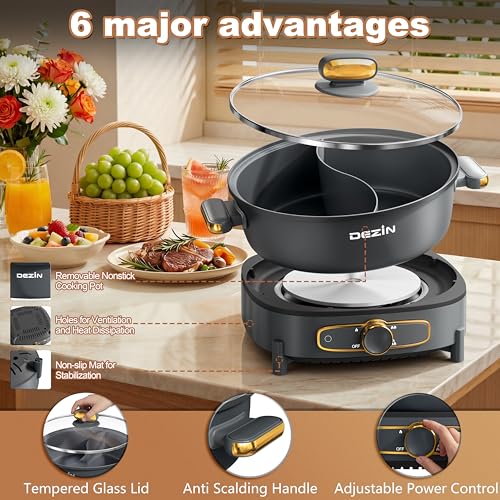 6L Hot Pot Electric with Divider (Grey)