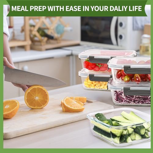 Large Glass Food Storage Containers with Lids Airtight (5PACK 36OZ)