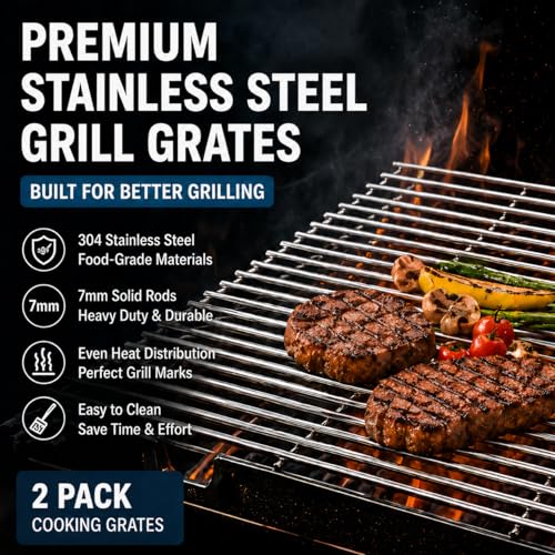 304 Stainless Steel Grill Grates for Weber Genesis II 300 (18.75" x 26.5" - 66095 Genesis II LX 300)