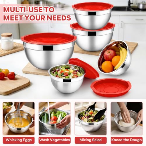 Mixing Bowls with Lids Set (Red / 10 Piece)