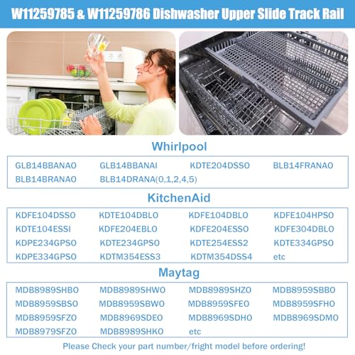 W11259786 W11259785 Stainless Steel Dishwasher Dishrack Slide Track (Left Right Side)