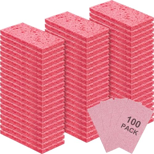100 Pcs Sponges Bulk Sponges Kitchen Compressed Sponge (Pink)