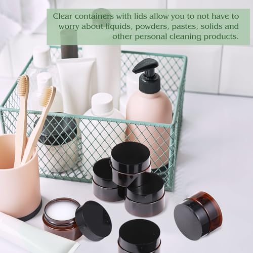 6 Pack Clear Container with Lids Small Plastic Pot Jars Wide Mouth Round Leak Proof Plastic Container Jars with Lid for Travel Storage