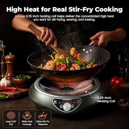 1700W Concave Induction Wok Cooktop