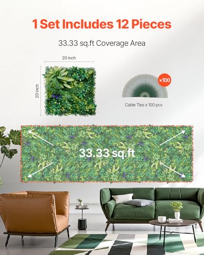 Artificial Grass Wall Panels (Mixed Leaf / 20*20IN 12P)