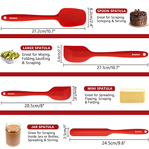 4 Piece Silicone Spatula Set (Essential Spatula Set / 4 Pcs Spatulas (Red))