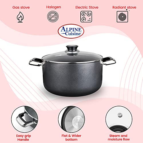 10 Quart Non stick Stock Pot with Tempered Glass Lid and Carrying Handles (10-Quart Stock Pot / Standard Packaging)
