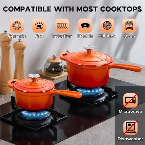 Saucepan Set with Lid (Sunset Orange / 1+2 Quarts)