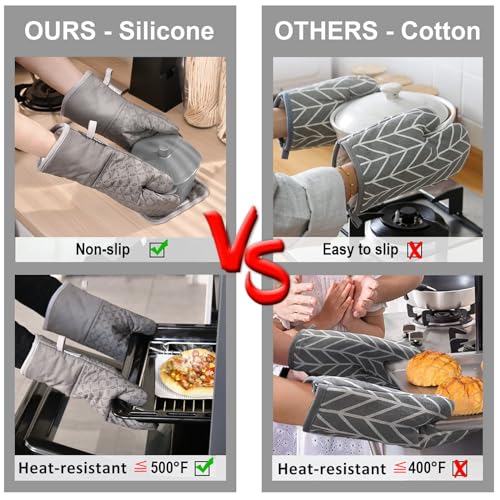 Oven Mitts and Pot Holders 6pcs Set (Gray)