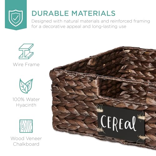 Set of 4 13x12in Water Hyacinth Pantry Baskets (13x12x5in / Brown)