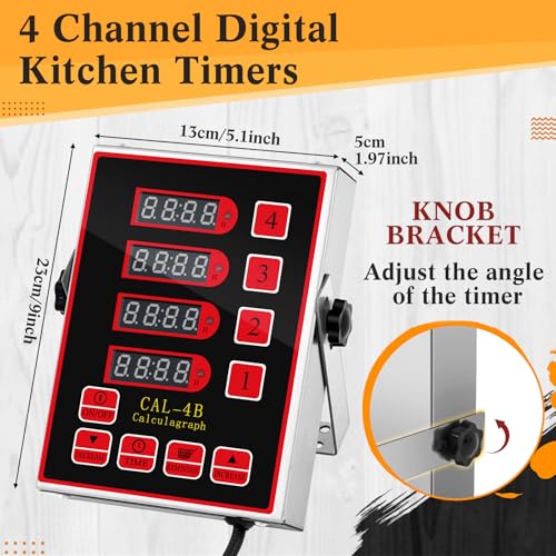 1 Pack Commercial Digital Kitchen Timer for Cooking (4 Channel)