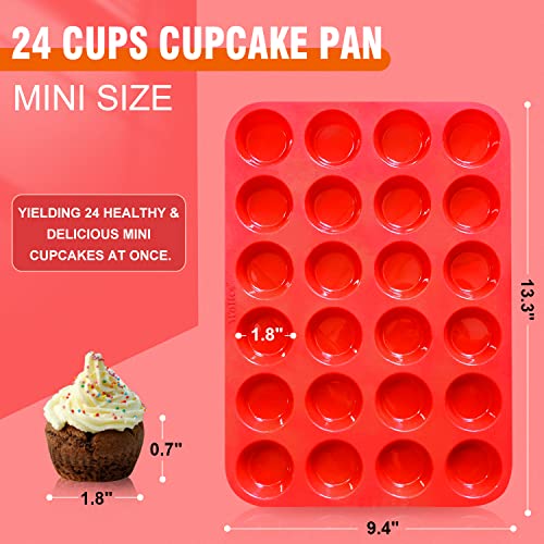 Silicone Cupcake Pan Set (Muffin Pan / 2 Pcs: 24 Cups, Mini)