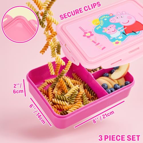Peppa Pig Girls Lunch Box 3Pc Set (Pink Peppa Pig)