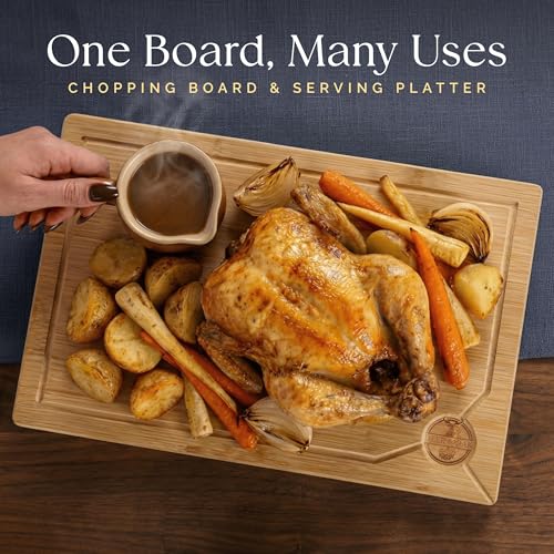 Extra Large Bamboo Cutting Board 17.3 x 11.8 x 0.8 Inch