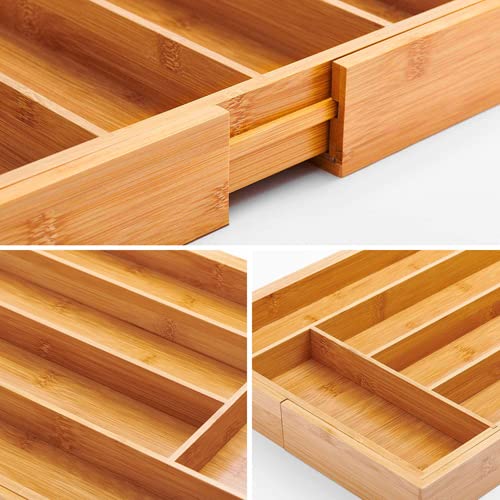 Bamboo Cutlery Silverware Tray (Natural / Small)