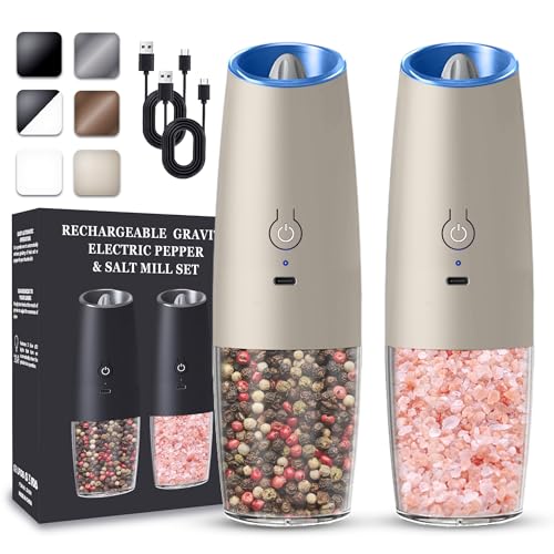 Rechargeable Electric Salt And Pepper Grinder Set (Khaki-Set)
