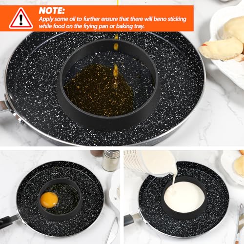 6 Pack 4 Inch English Muffin Rings (Black-4.0)
