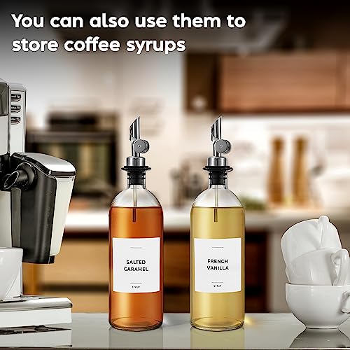 Large Oil Dispenser for Kitchen (16.9 fl oz (2-Pack) / Silver)