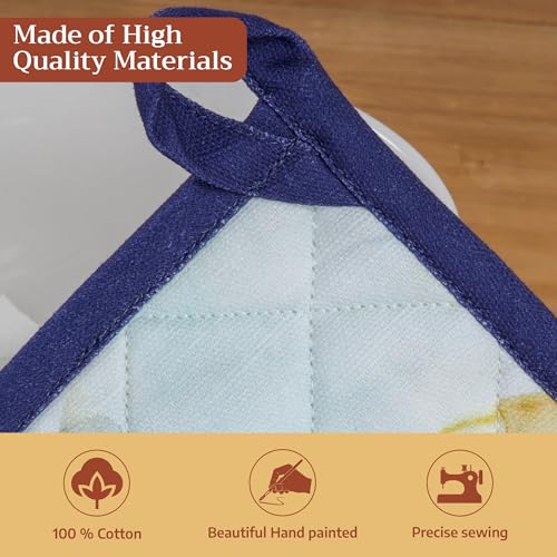 100% Cotton Oven Mitt & Pot Holder Set (046 - Lazy Summer Days / 7.5" x 13" & 8" x 8" (Oven Mitt & Pot Holder))