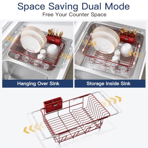 Red Dish Drying Rack in Sink (Red / For 12"-30"w Sink)