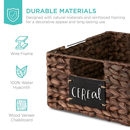 Set of 4 9x12in Water Hyacinth Pantry Baskets (9x12x5in / Brown)