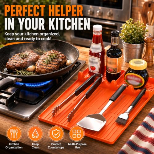 Silicone Griddle Tool Mat for Blackstone and Weber (Orange)