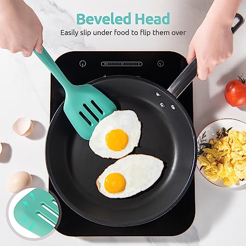 Silicone Turner Slotted Spatula (Aqua Sky / 13.6")
