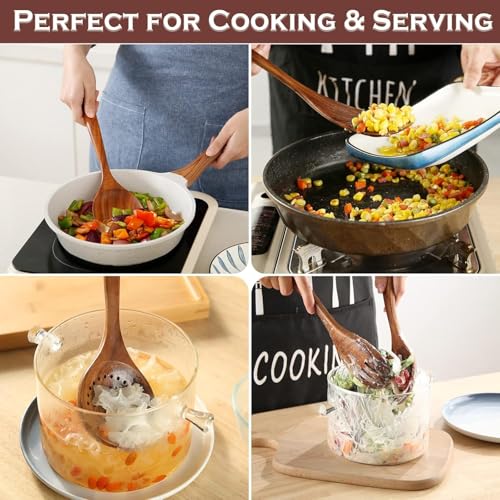 6 Piece Teak Wood Cooking Utensil Set (6 Count)
