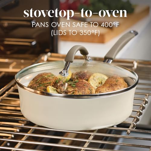 Cucina Ceramic Nonstick Saute Pan with Lid (Saute Pan (10") / Almond)