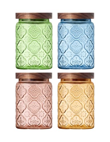 Glass Jars with Airtight Wood Lids (4 Count)