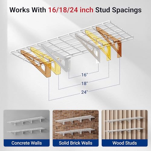 12-inch-by-72-inch Wall Shelf Garage Storage Rack Wall Mounted Floating Shelves,1x6ft,White, 2-Pack, Classic Series (White / 2 pack-1x6 ft)